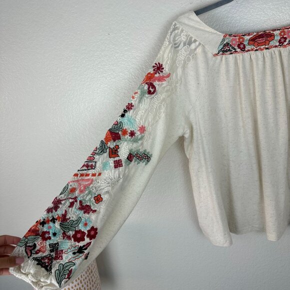 Soft Surroundings Mariella Floral Embroidered Linen Blend Boho Tunic Top XL - Picture 14 of 14